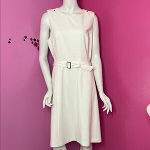 White House Black Market sheath belted dress white size 14